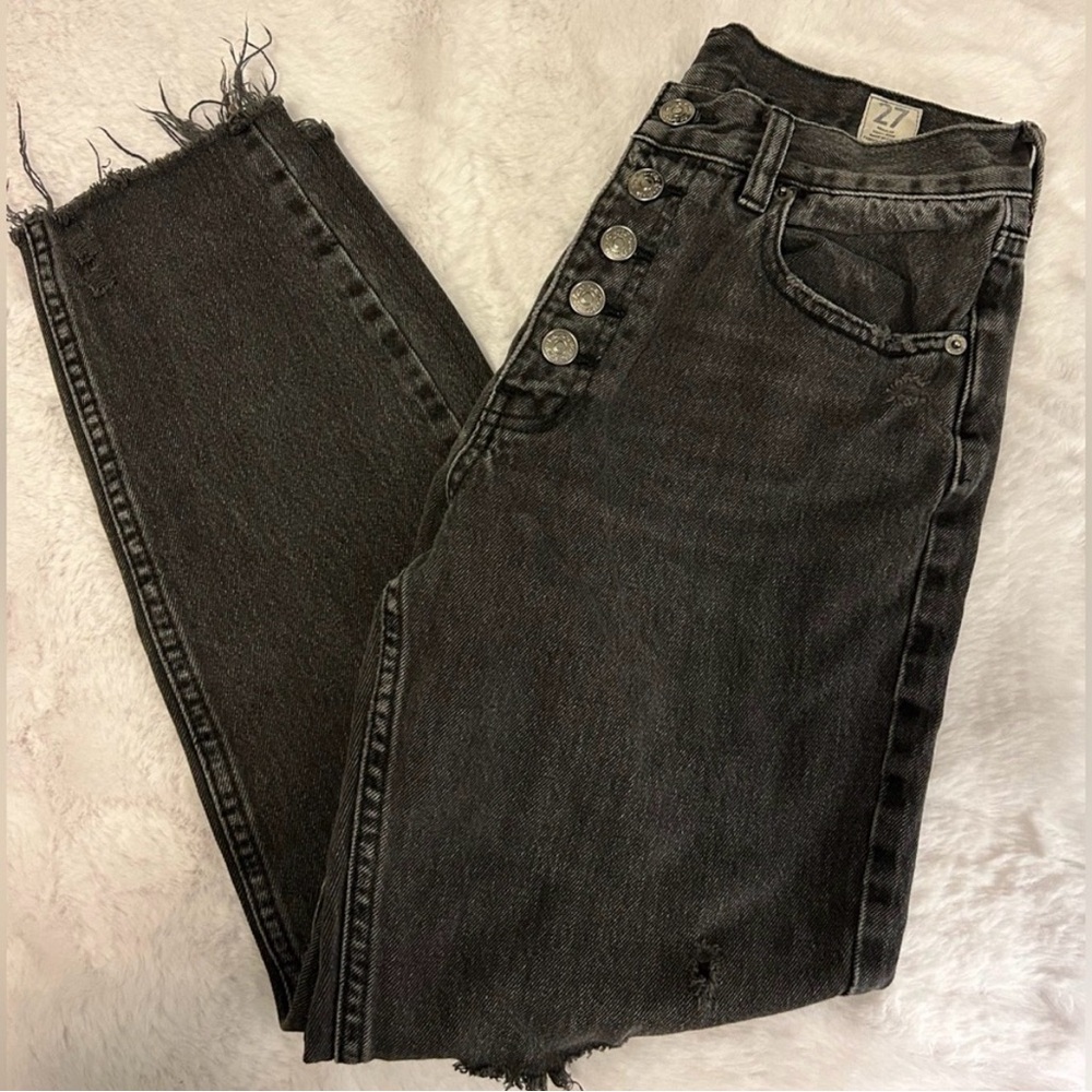 Urban Outfitters Black High-Rise Button-Front Jeans